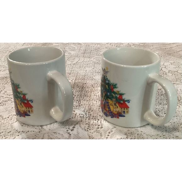 BIA Cordon Bleu White Christmas Tree Porcelain Mugs Set of 2 Coffee Cups - Picture 8 of 10